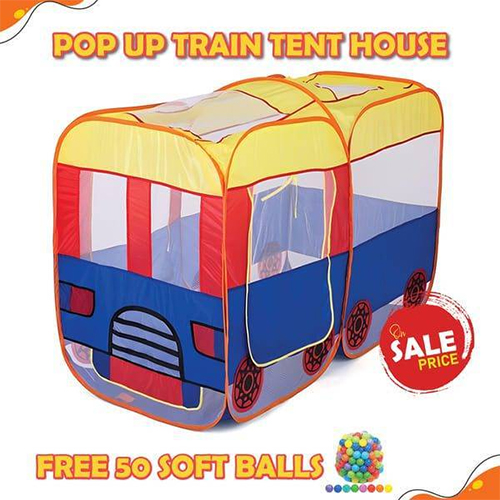 Pop-up Bus Play Tent House For Kids With 50 Soft Balls