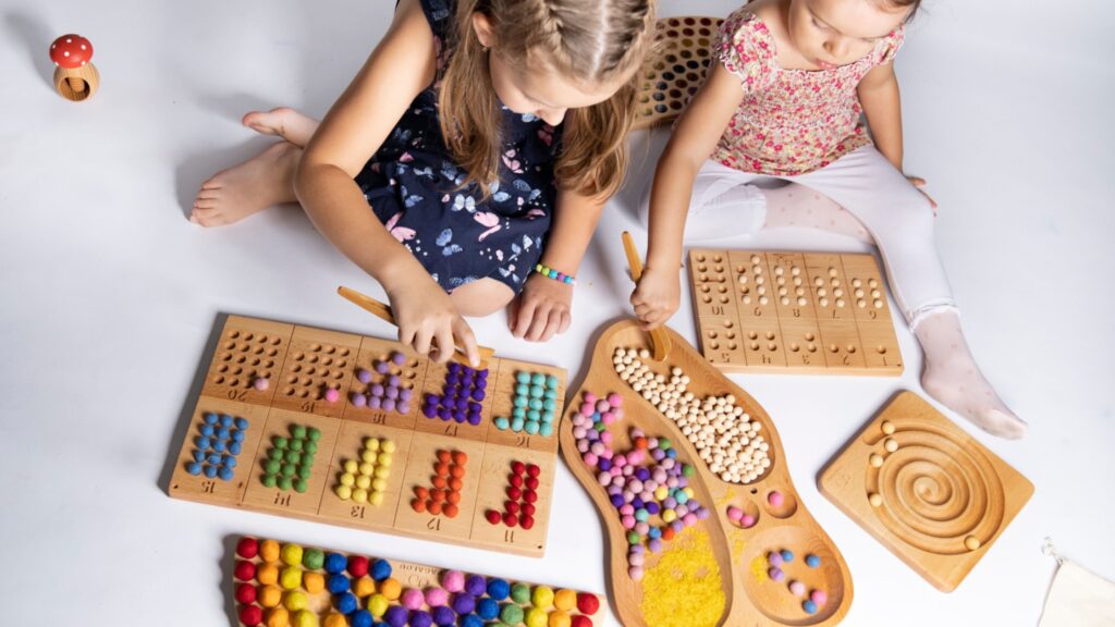 "Set of geometric shape puzzles in vibrant colors, designed for toddlers."